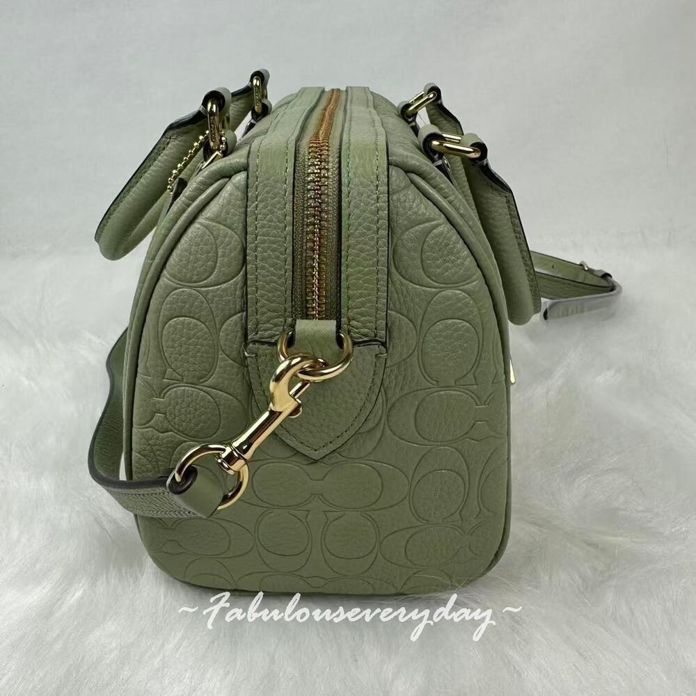 Coach Rowan Satchel Bag Crossbody In Signature Leather Gold/Pistachio CEW03 NWT - Picture 2 of 6